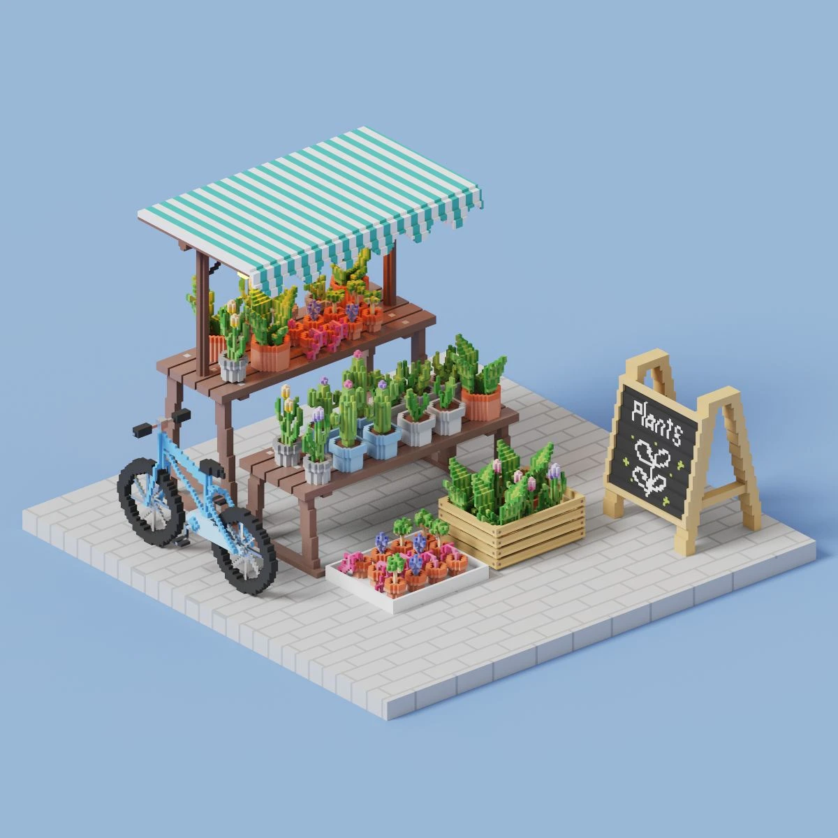 3D render of a market stall
