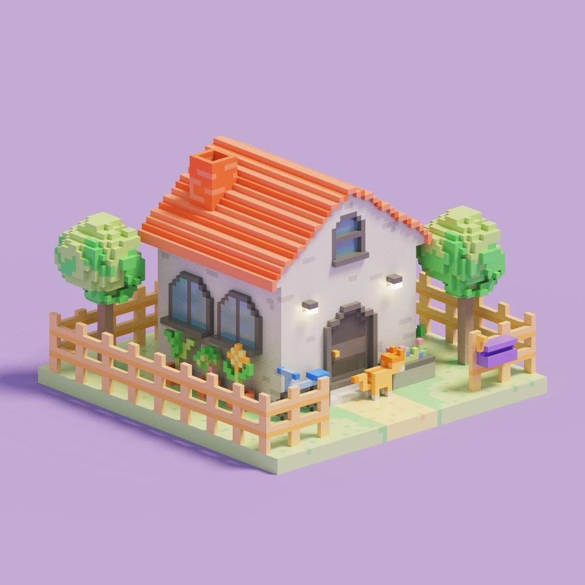 3D render of a small house