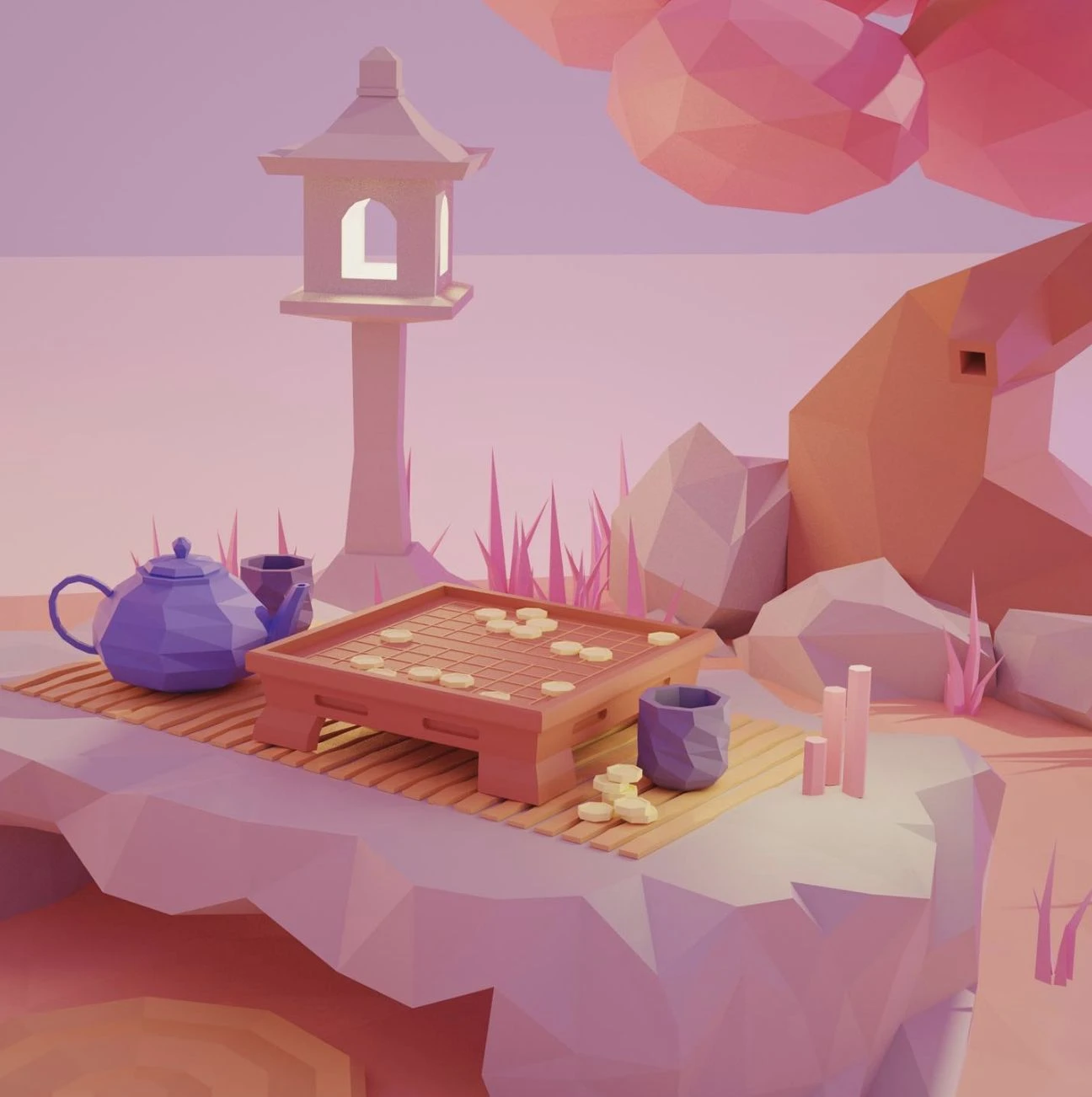 3D render of a cosy interior scene